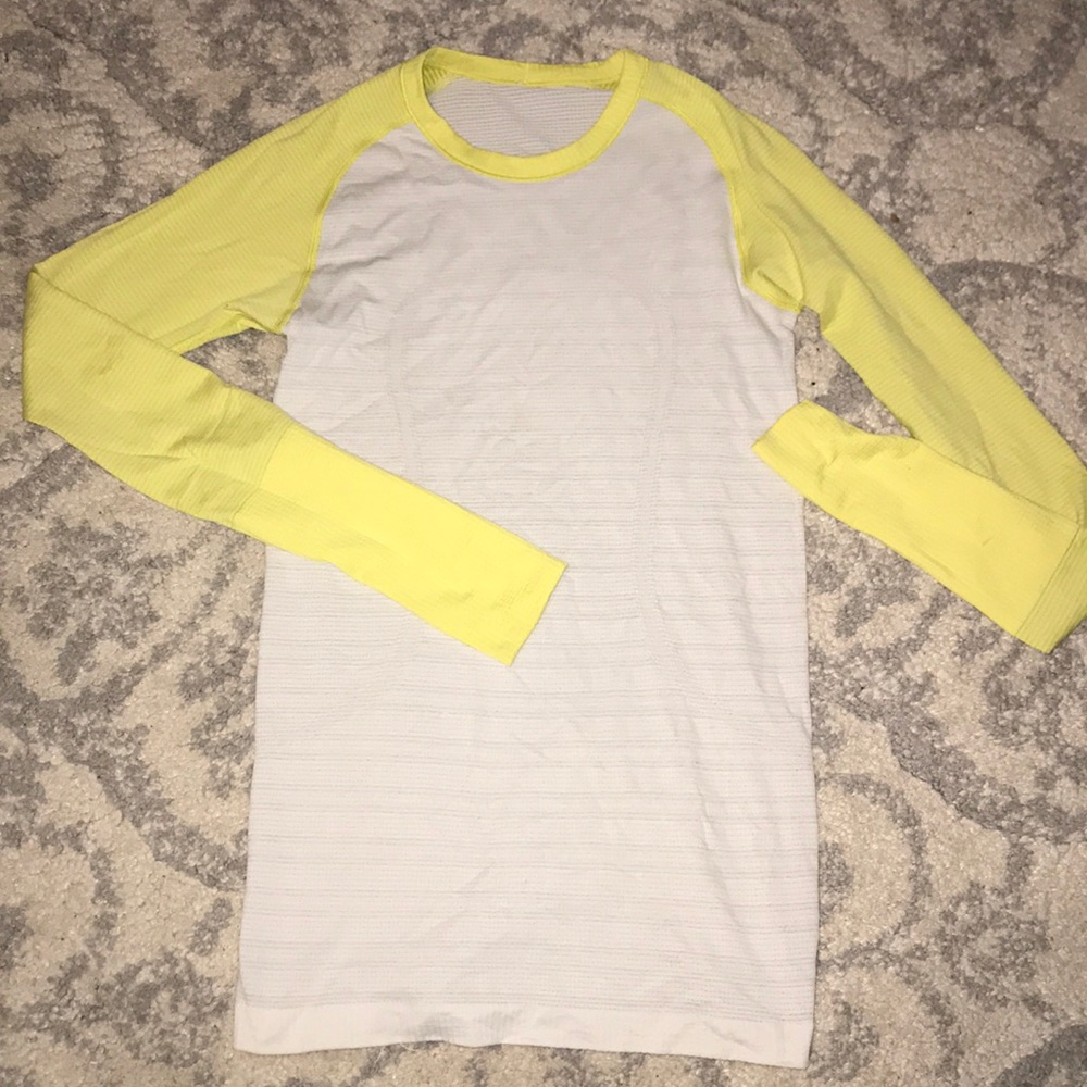 Lululemon Swiftly Tech Longsleeve Yellow and White